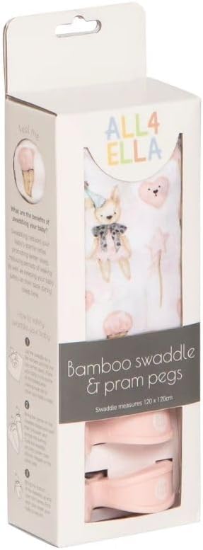 All4Ella Bamboo & 2 Pram Peg Box Set - Ice Creams & Teddy - Image 1
